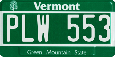 VT license plate PLW553