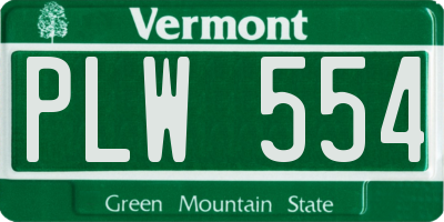 VT license plate PLW554