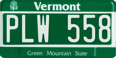VT license plate PLW558