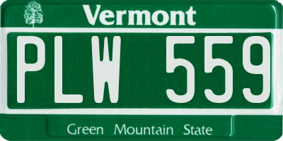VT license plate PLW559