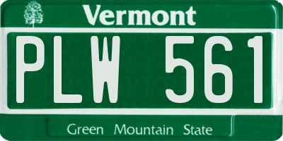 VT license plate PLW561