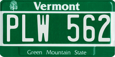 VT license plate PLW562