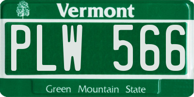 VT license plate PLW566