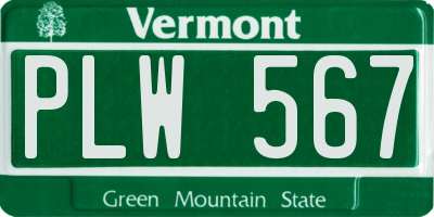 VT license plate PLW567