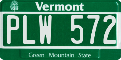 VT license plate PLW572