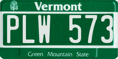 VT license plate PLW573