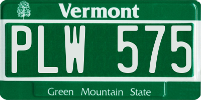 VT license plate PLW575