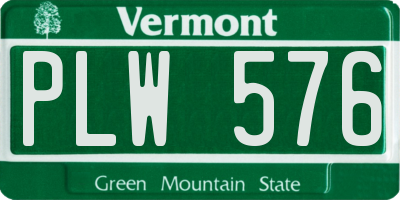 VT license plate PLW576