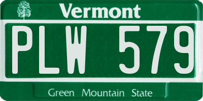 VT license plate PLW579