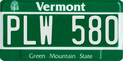 VT license plate PLW580