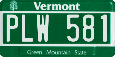 VT license plate PLW581