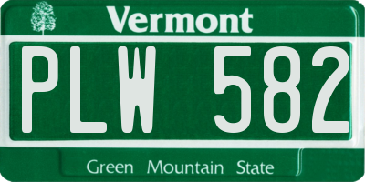 VT license plate PLW582
