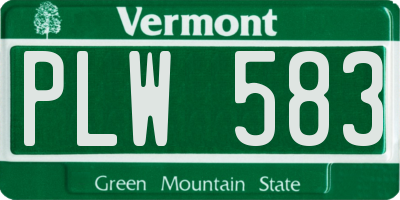 VT license plate PLW583