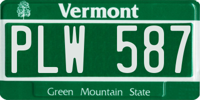 VT license plate PLW587