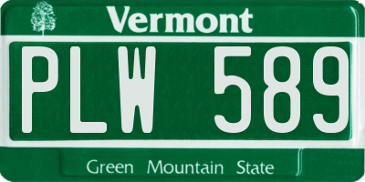 VT license plate PLW589