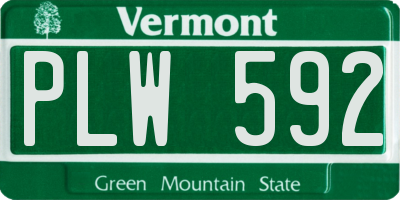 VT license plate PLW592