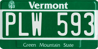 VT license plate PLW593