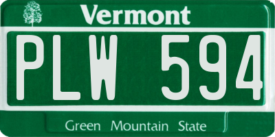 VT license plate PLW594