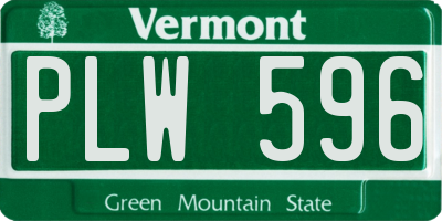 VT license plate PLW596
