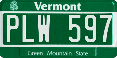VT license plate PLW597