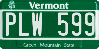 VT license plate PLW599