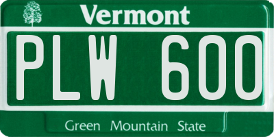 VT license plate PLW600