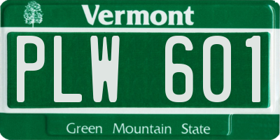 VT license plate PLW601
