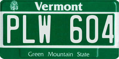 VT license plate PLW604