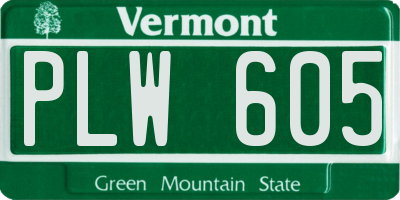 VT license plate PLW605