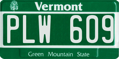 VT license plate PLW609