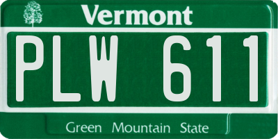 VT license plate PLW611