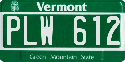 VT license plate PLW612