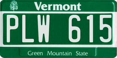 VT license plate PLW615