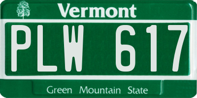 VT license plate PLW617