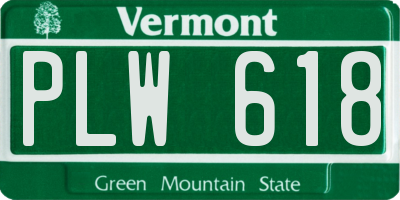 VT license plate PLW618