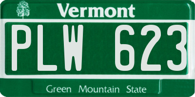 VT license plate PLW623