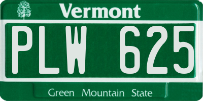 VT license plate PLW625