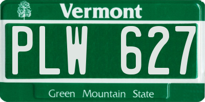 VT license plate PLW627