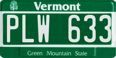 VT license plate PLW633