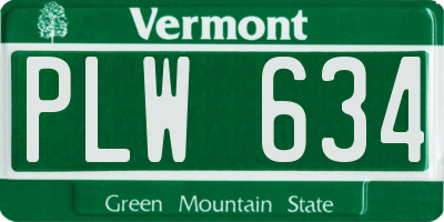 VT license plate PLW634