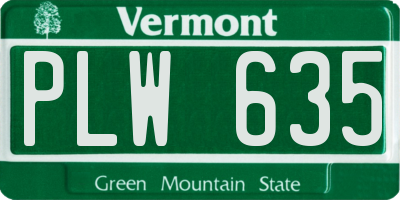 VT license plate PLW635