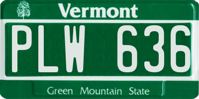 VT license plate PLW636