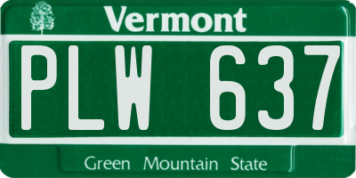VT license plate PLW637
