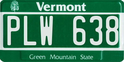 VT license plate PLW638