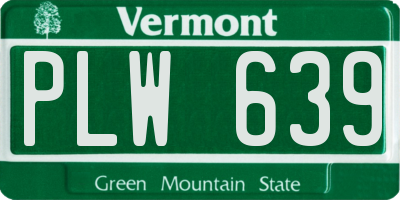 VT license plate PLW639