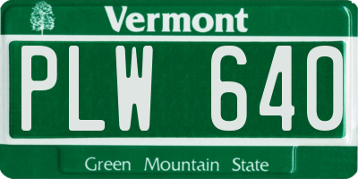 VT license plate PLW640