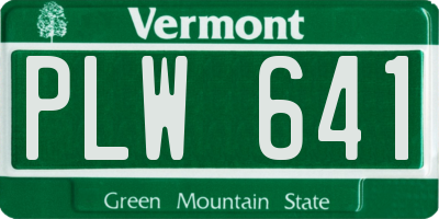 VT license plate PLW641