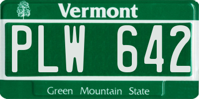 VT license plate PLW642