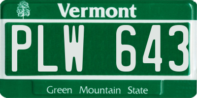 VT license plate PLW643
