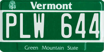 VT license plate PLW644